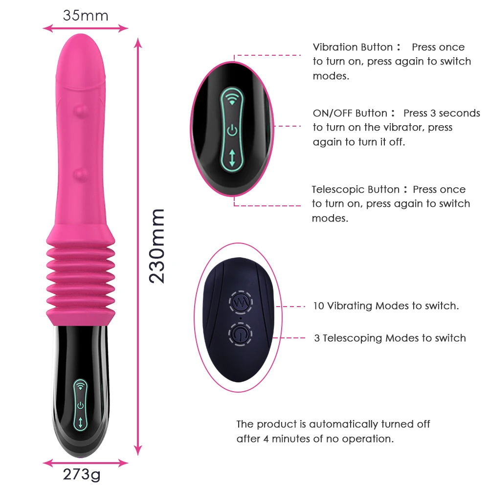 Vibration Pull Plug Remote Control Gun Mastrubation Machine for women's Retractable Vibrator Dildos Penis Sex Toys for Female 18