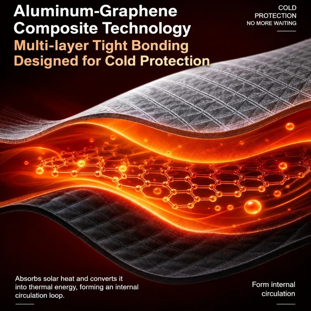 Thickened Material Thermal Insulation Curtains Graphene Coating With Zipper Cold Proof Curtains Sun Shading Heat Insulation