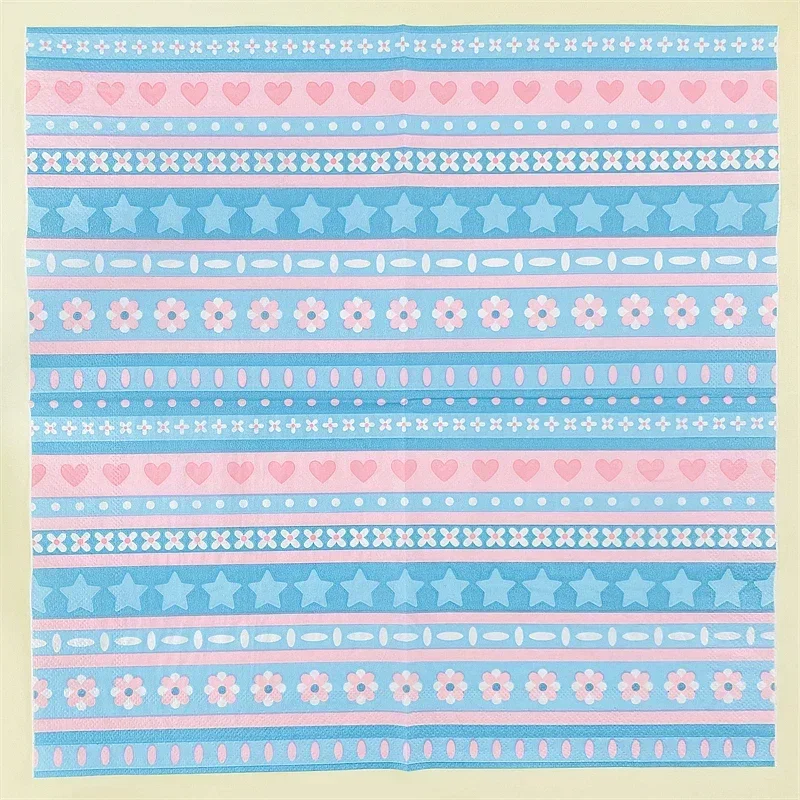 20pcs/Pac 33cm Printed Napkins Creative Square Napkins DIY Disposable Placemats Star Love Pattern Party Coloured Paper Napkins