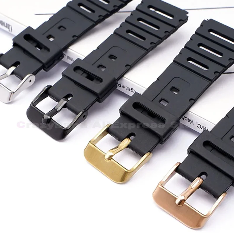 20mm Silicone Watch Straps for Casio CA-53W CA-61W FT-100W Replacement Resin Band Retro Mens Digital Watch with Plastic Strap - view 2