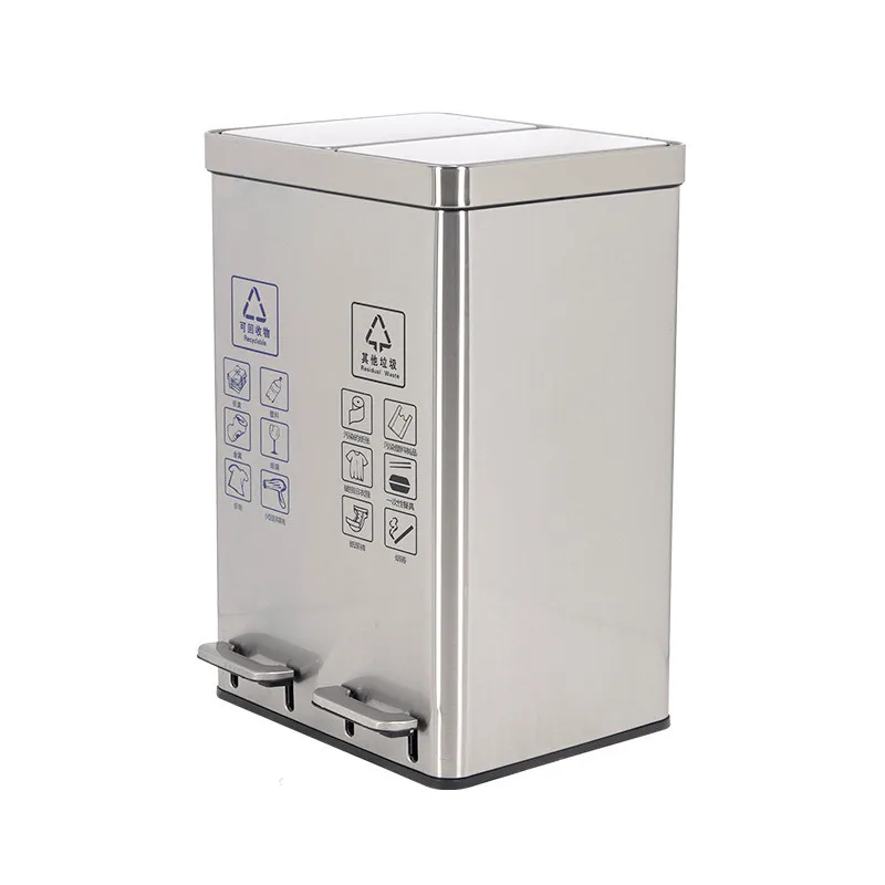 

Foot-operated stainless steel sorting trash can Household living room Kitchen Hotel office Silent slow drop trash can