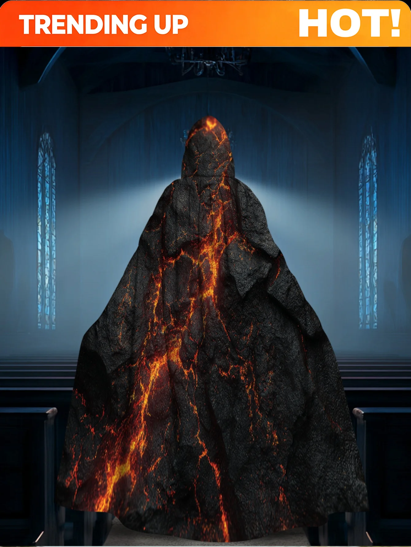 Customization 1pc 2D Flat Printing Contemporary Style Cloak Molten Lava Cracks 100% Polyester Family Reunion Applies To Role-Pla