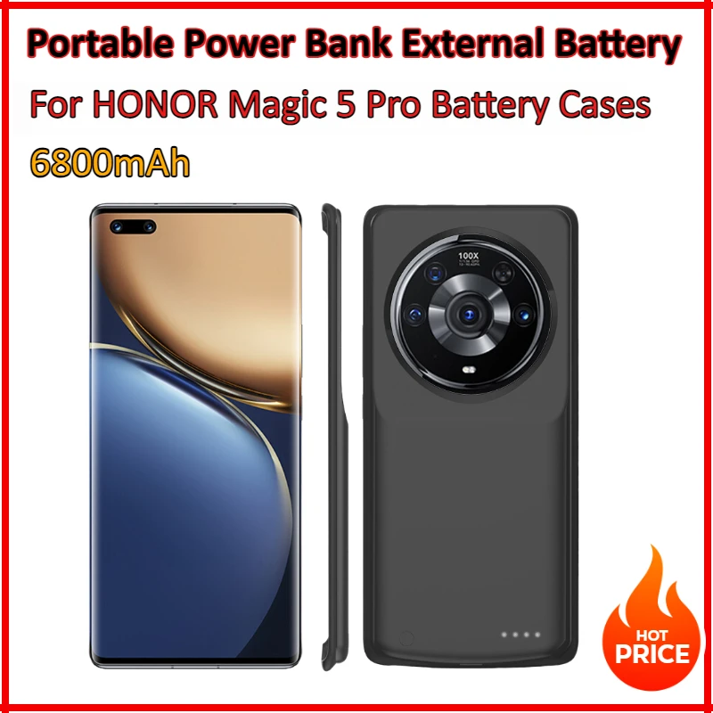 

6800mAh Portable Power Bank Cover For HONOR Magic 5 Pro Battery Cases External Battery Charger Cover For Magic 5 Powerbank Case