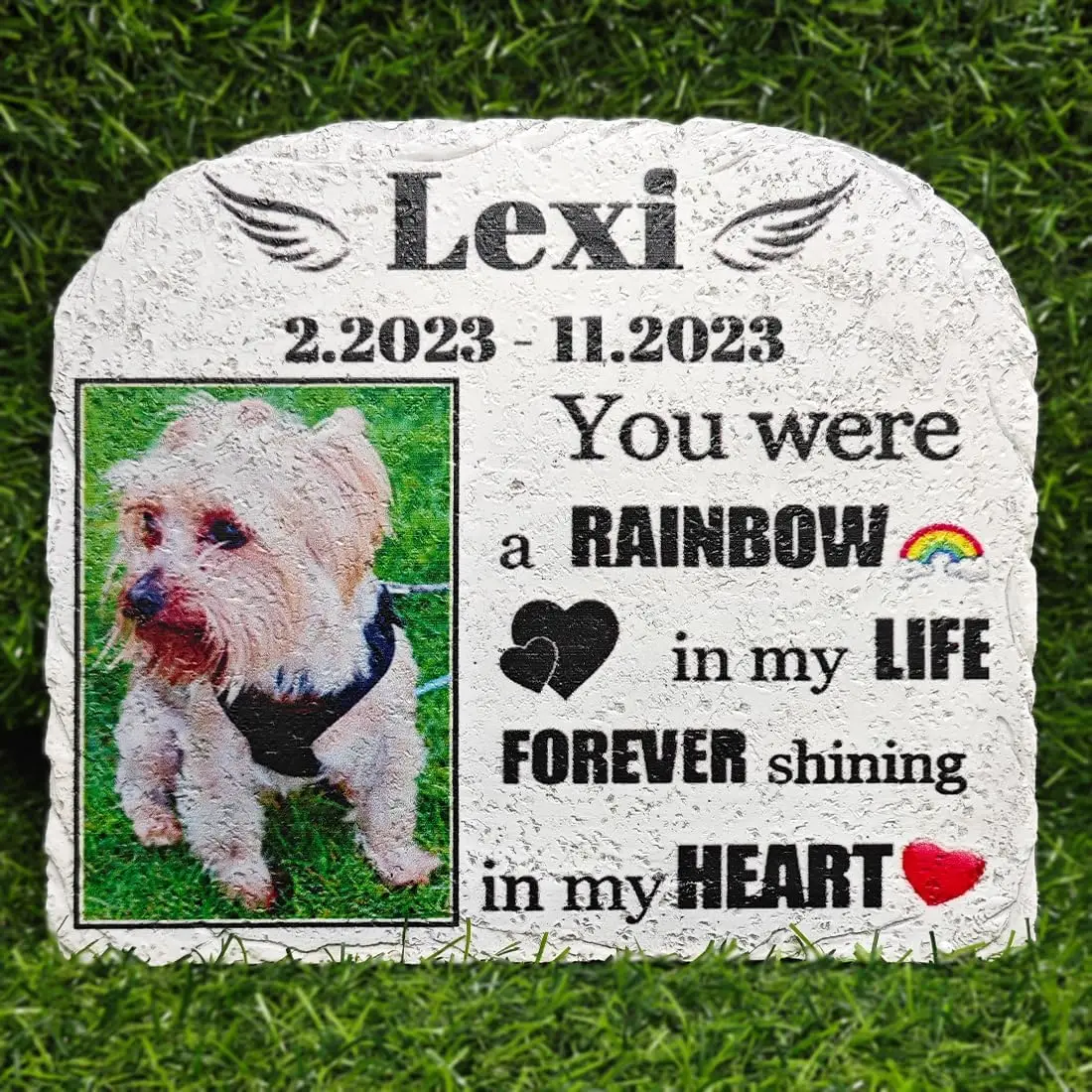 

Personalized Pet Memorial Stones, Custom Cat/Dog Memorial Garden Stone with Photo, Lost Pet Sympathy Gifts for Someone (H)