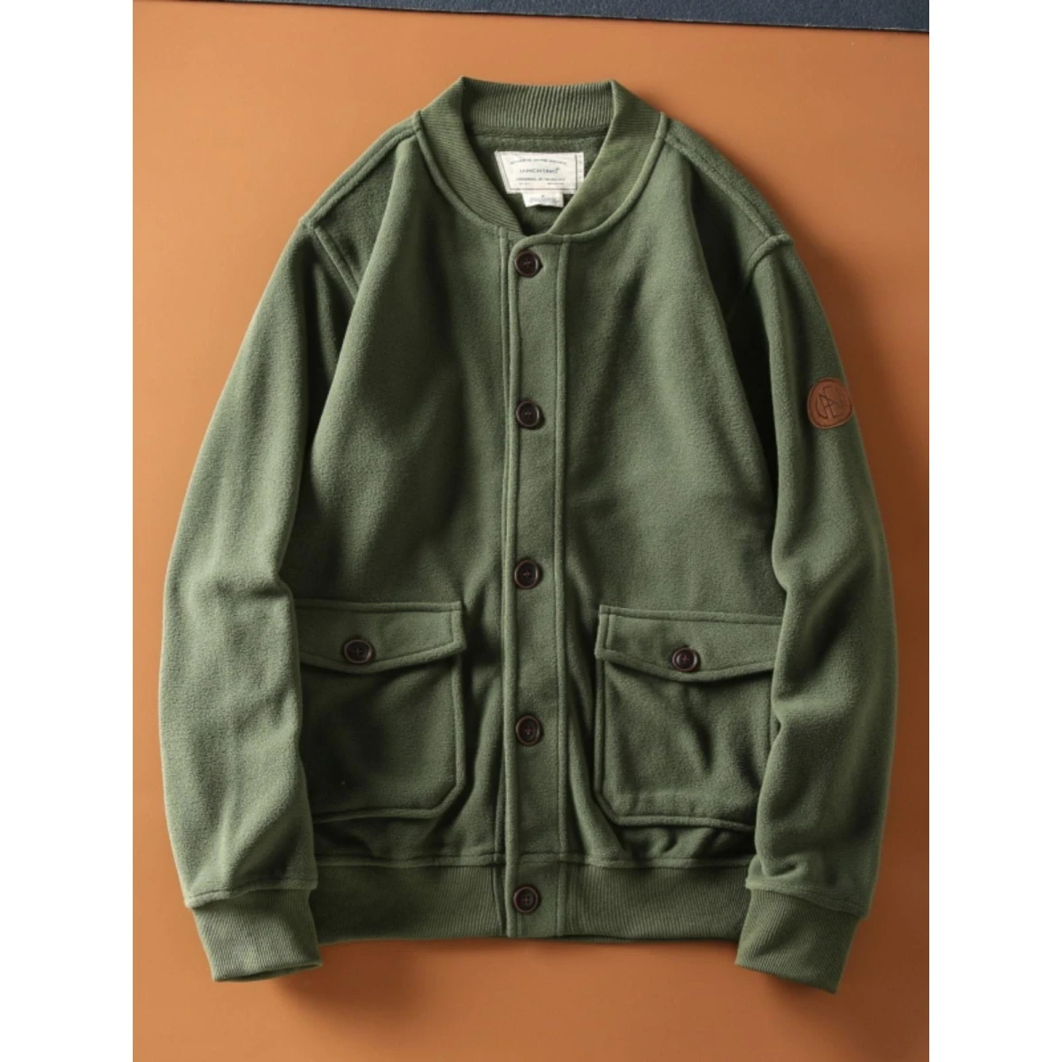 

American Retro Baseball Collar Double-Sided Fce Casual Jaet Men's Autumn Faion Outerwear Polyester Fiber Long Sve Z...