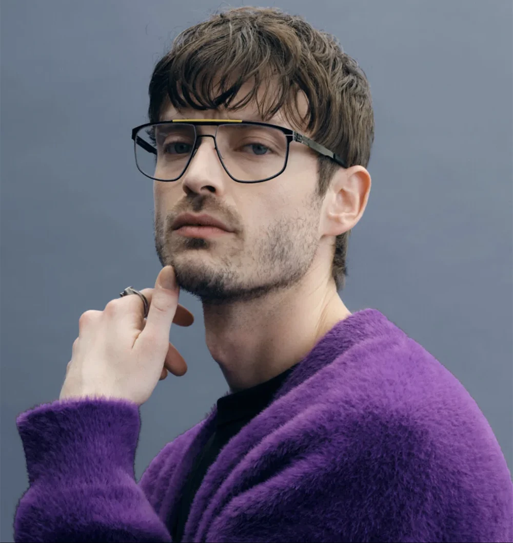 Germany Screwless Pilot Eyeglasses Men Double Beam AMG08 Thin Steel Ultralight Glasses Frame Full Rim Medium Wide Face Spectacle