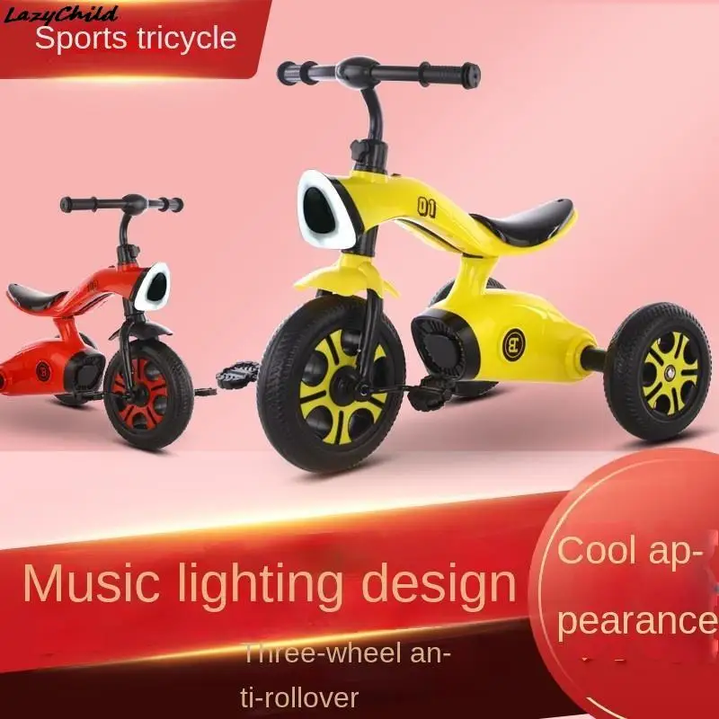 New Children's Light Tricycle Music Tricycle With Light Baby Pedal Tricycle Portable Baby Bike Available In Three Colors Hot