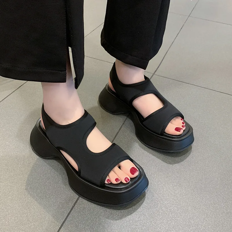 Thick Bottom Ladies Sandals Height Increase Beach Shoes Peep Toe Sandal