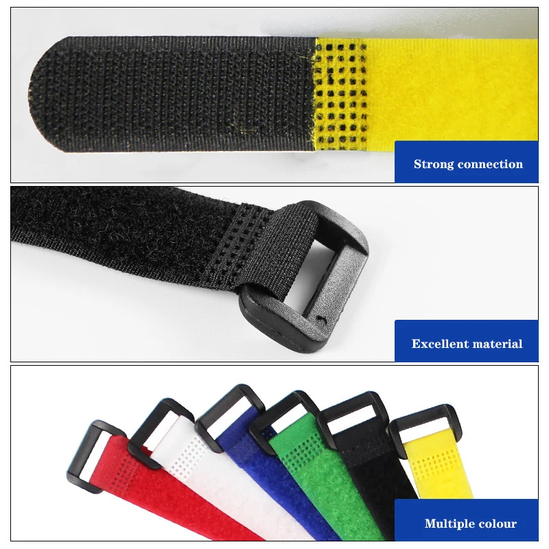 5-Pack Reusable Self-Adhesive Cable Ties Nylon Reverse Buckle Strap Power Cord Organizer Multi-Gauge Multi-Color Cable Ties