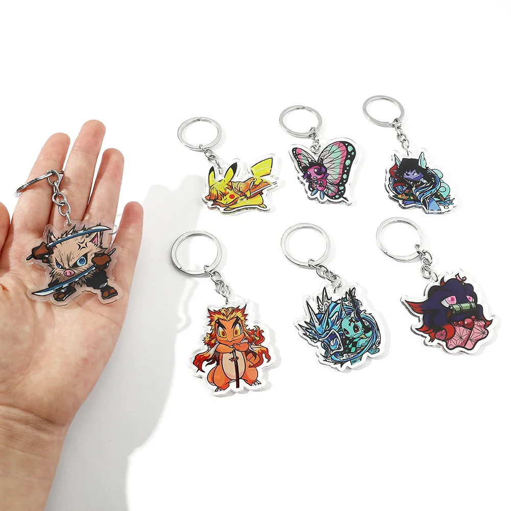 Pokémon Cosplay Demônio Slayer Keychain, 10cm, Pikachu, Gengar, Nezuko, Tanjirou, Saco Pingente Coleção, Chaveiro Do Carro, Ornamentos, Presentes