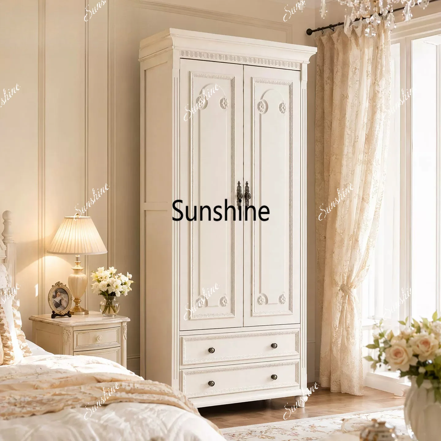French Cream Style Vintage Wardrobe Bedroom Home Bed and Breakfast Wardrobe