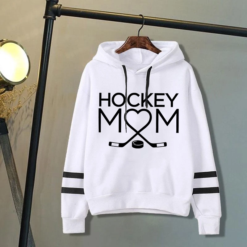 Fashion Women'S Hooded Autumn And Winter Fleece Stripe Hoodies/Sweater For Women Casual Hockey Mom Printed Long Sleeve Pullover