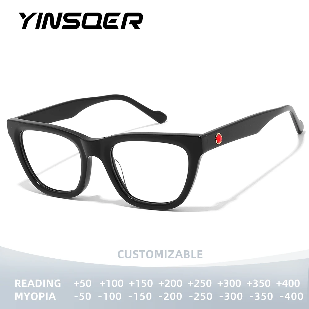 

Оправы для очков YINSQER из ацетата для мужчин и женщин, в форме кошачьего глаза, с возможностью индивидуальной настройки, для коррекции близорукости и чтения.