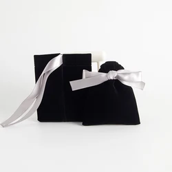 10Lot 7x9cm Black Ribbon Drawstring Dust Ring Earrings Jewelry Pouches Wedding Travel Party Gift Organizer Storage Small Bags