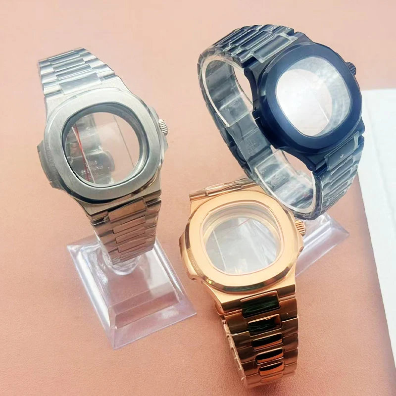 

Nautilus Watch Case 40mm NH35 Case Sapphire Glass fit NH34 NH36 4R 7S movement 29.8mm dial 316L Stainless steel 10AMT Waterproof