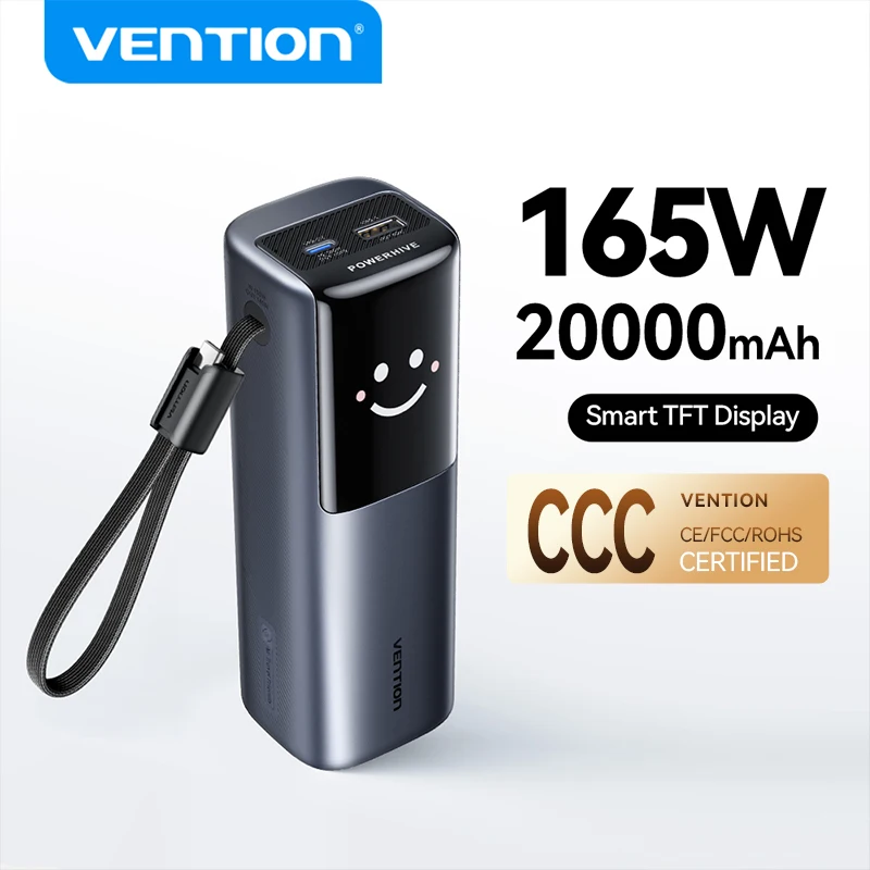 165W PD Fast Charging Power Bank 20000mAh for Laptops and Phones