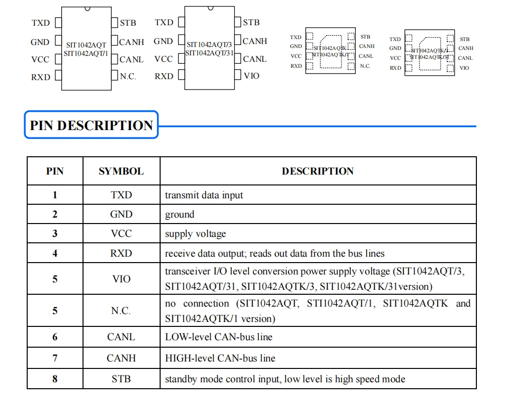 10Pcs/lot SIT1042AQ CAN Interface Chip Support 5Mbps Flexible Data Rate CANFD