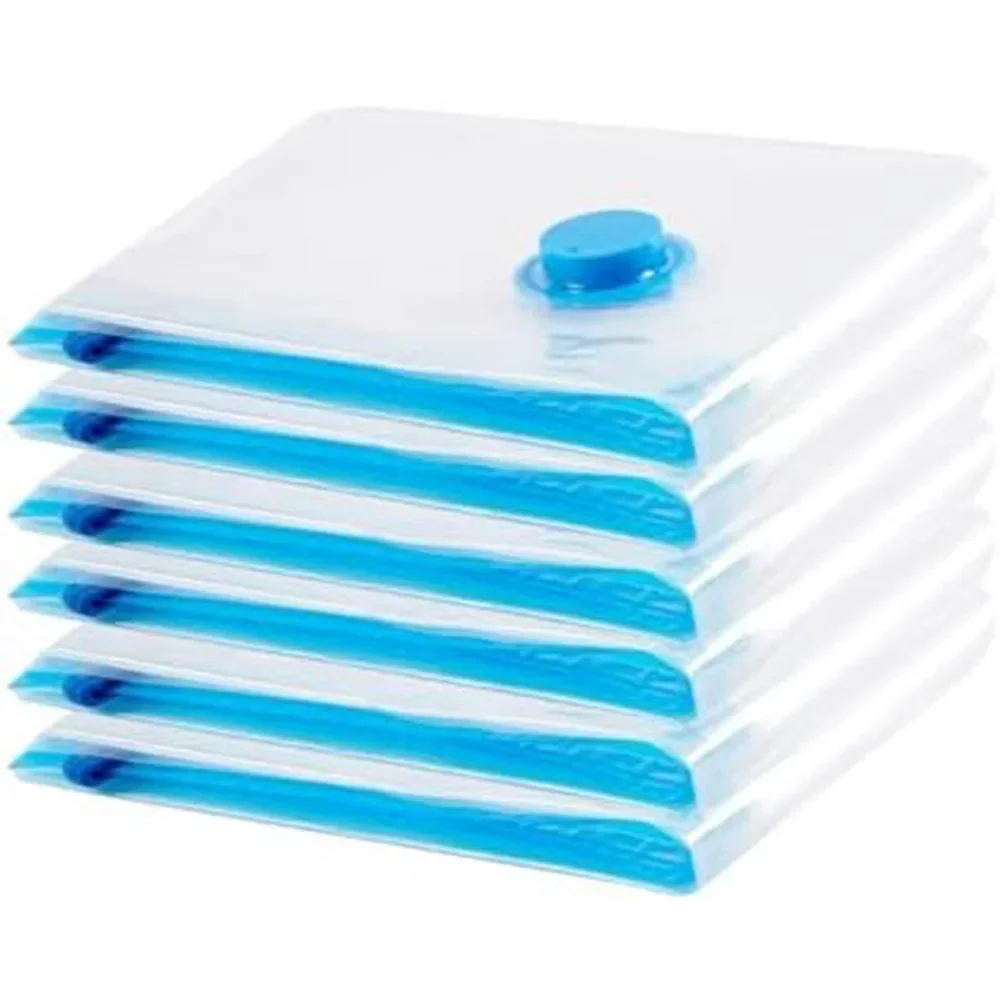 Pack of 6 Vacuum Bags 60 x 40 cm Space Saving For Clothes Storage for Travel Moving Home with Triple Turbo Valve