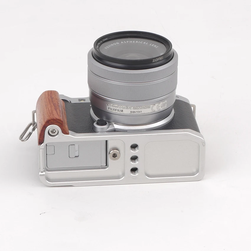 Impugnatura in legno massello con base metallica a sgancio rapido per accessori di protezione per fotocamera Fuji XM5