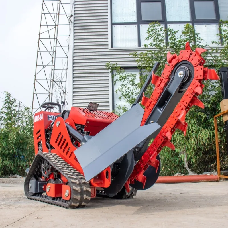 Rubber Track Trencher Small Trenching Machine Mini Skid Steer Walk-behind Trenchers Tracked Chain Ditcher for Pipe Laying