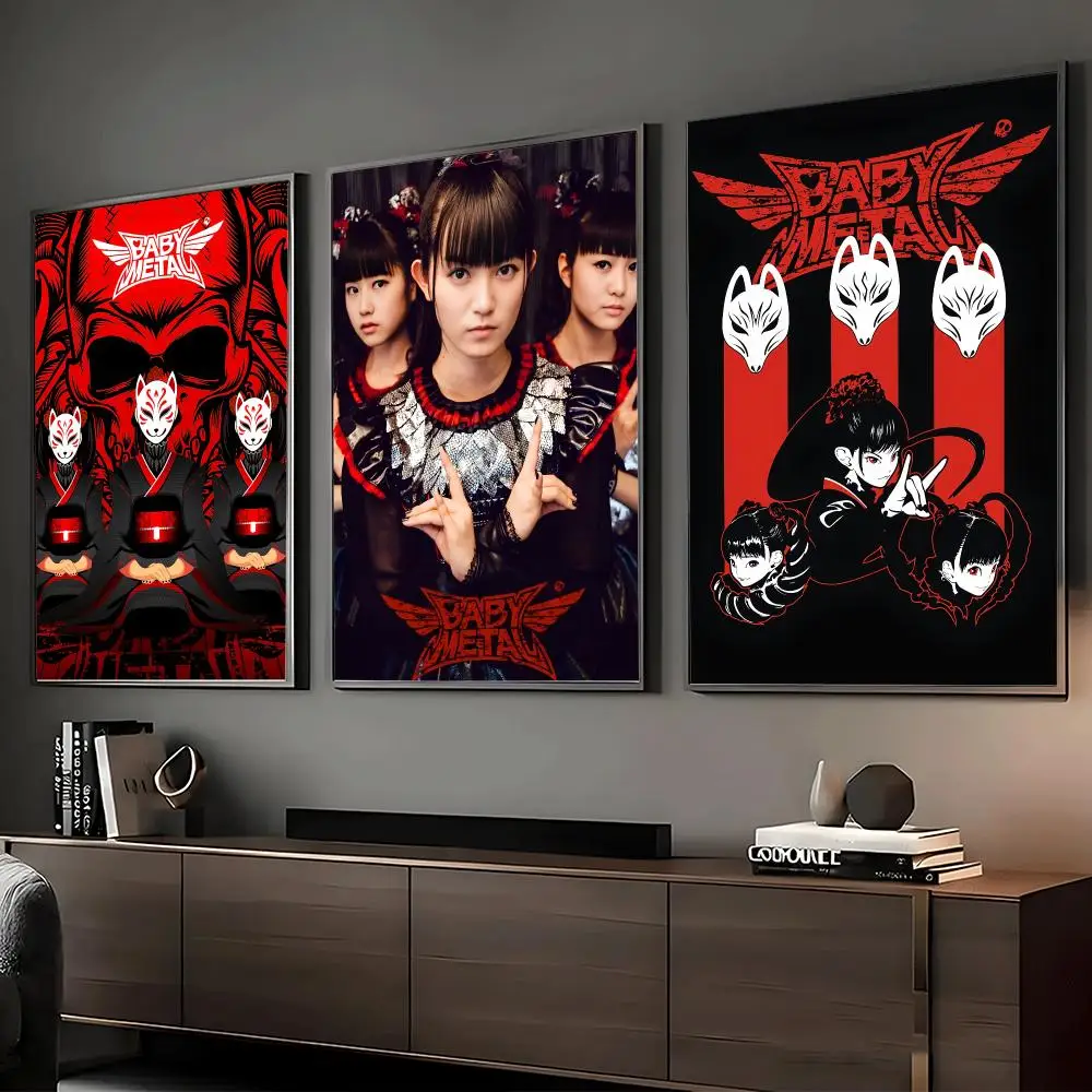Heavy Metal Band B-BABYMETAL Poster Peel and Stick Art Print for Dorm Room Bedroom Living Room Hallway Office Wall Decor Gift