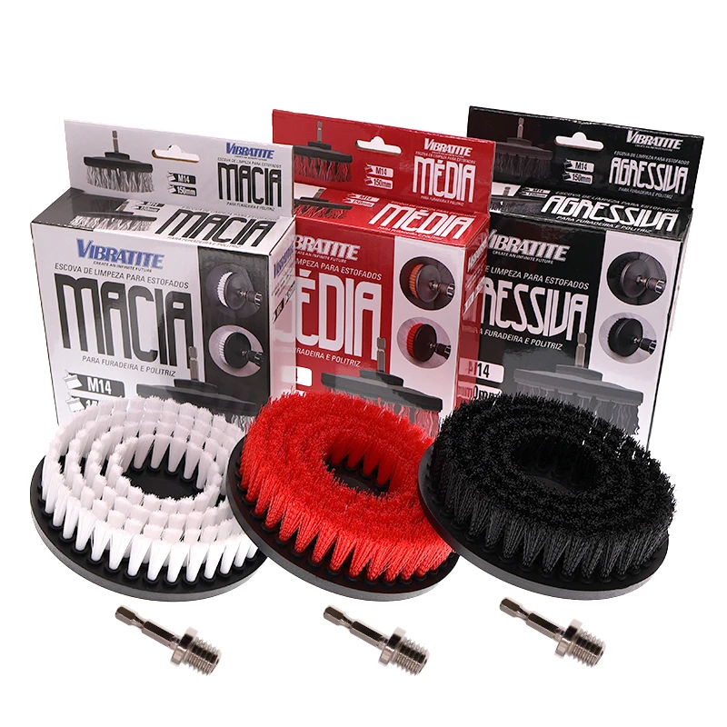 6 Zoll Bohrbürste mit M14 Bohraufsatz 1/3 Stück Rot Weiß Schwarz für Auto-Teppichreinigung Innenraum-Detailing – Detail 1
