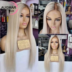 Perucas dianteiras do cabelo humano do laço reto louro da cinza para mulheres, glueless, 13x6 HD, 13x4, transparente