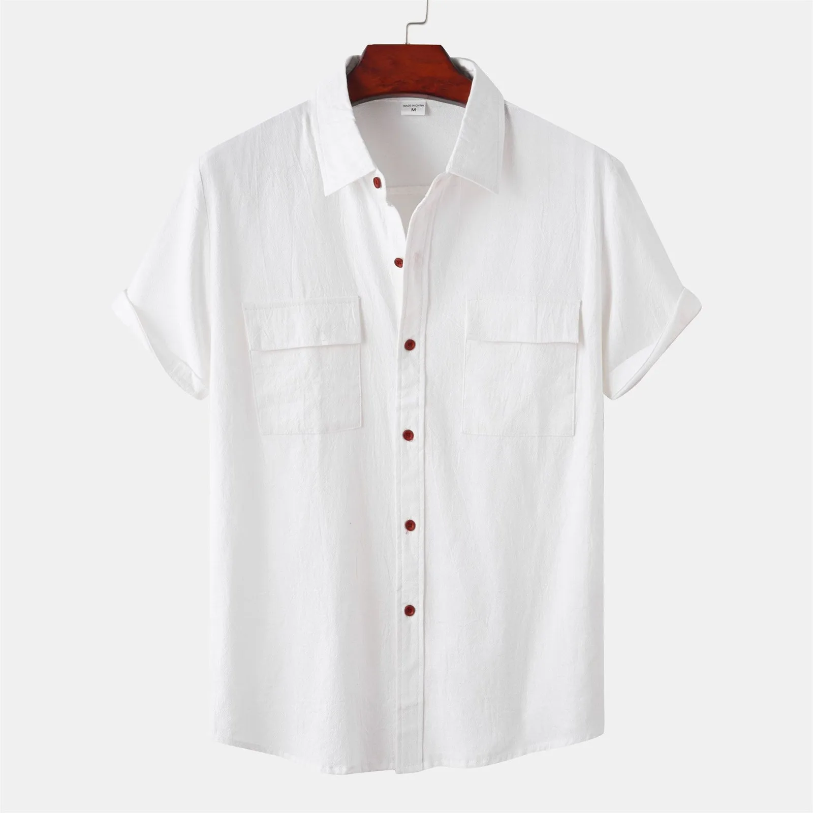 Men'S Shirt Summer Shirts Baggy Blouses Workwear Casual Short-Sleeve Solid-Color Tops Spring Comfort All-Match Luxury Camisas