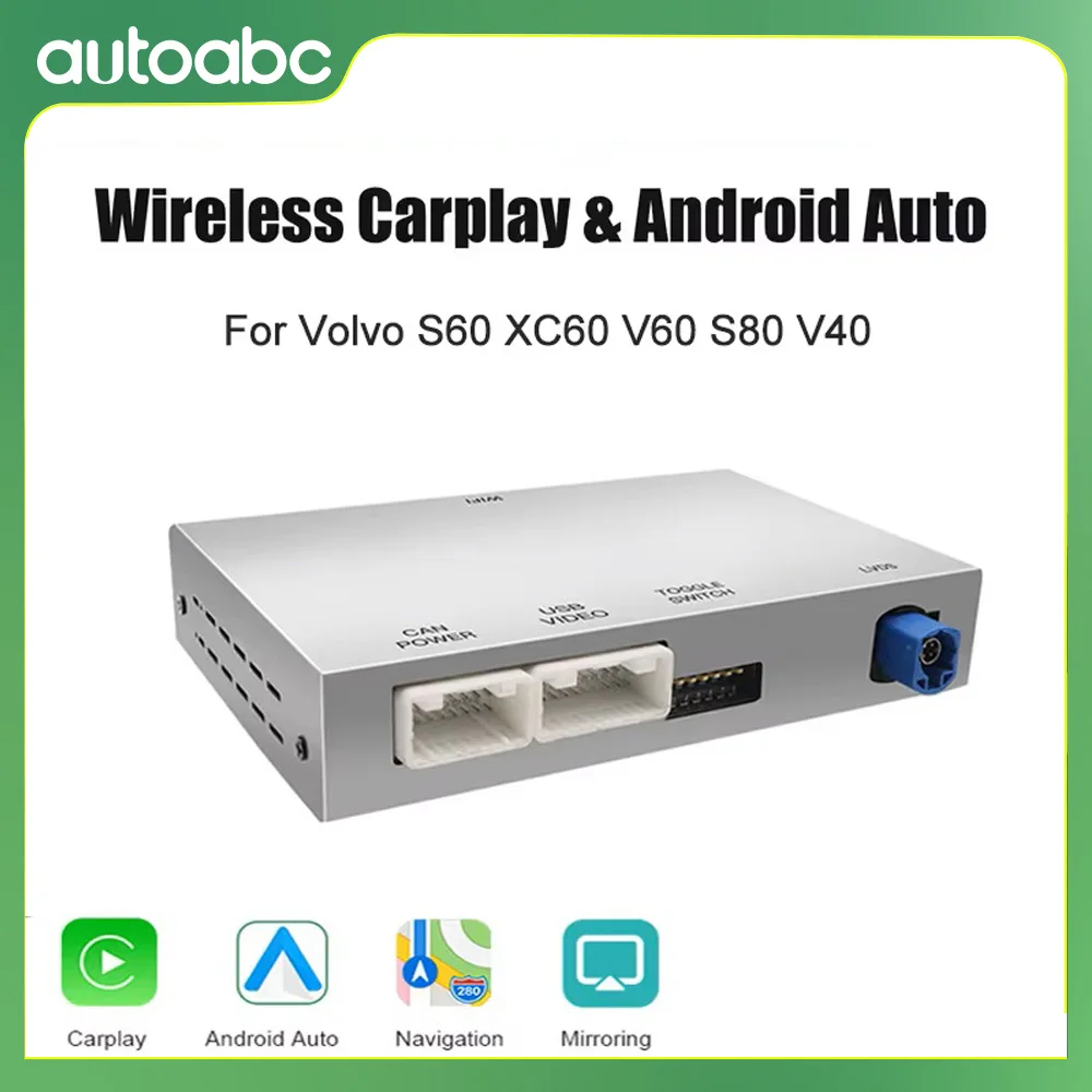 2025 New Wireless CarPlay Android Auto module For Volvo xc60 s60l v60 v40 s60 S80 Multimedia Support Camera,GPS