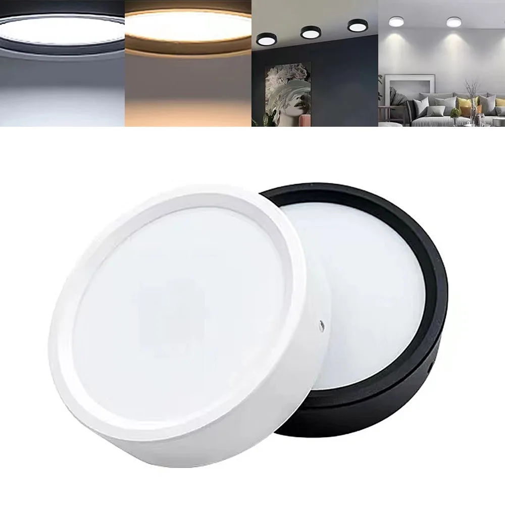 9 W 12W 15W 18W LED typu Downlight 110V 220V montowane na powierzchni okrągła lampa sufitowa LED lampa panelowa ciepły chłodny biały reflektor do