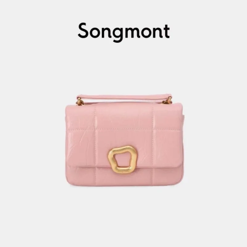 Songmont Small Medium Chocolate Bag Wonton Lock Designer Model Cowhide Chain Small Square Bag