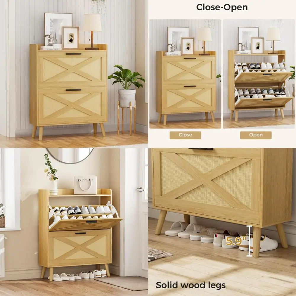 

Узкий шкаф для хранения обуви с откидными ящиками, регулируемыми полками, дизайн двери сарая, тонкая полка для обуви для декора фермерского дома