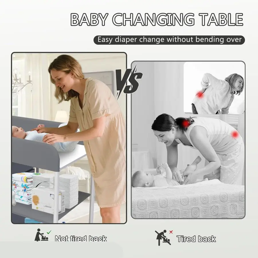 Changing Table, Portable Changing Table, Diaper Changing Station with Waterproof Pad, Changing Table Dresser with 3 Storage Bask
