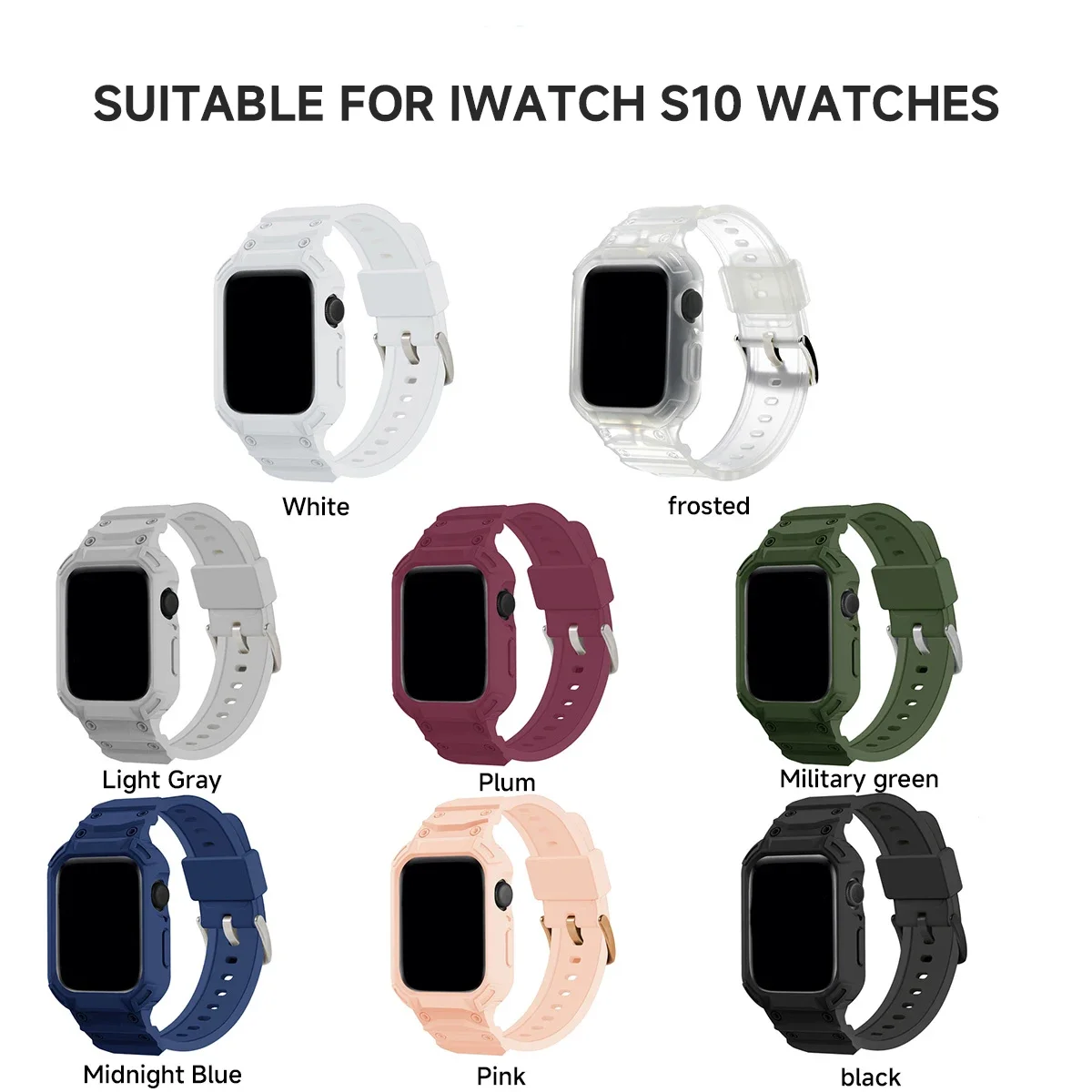 For Apple Watch Series 10 46mm 42mm IWatch Series 10 Retrofits Strap Sport Protective Replacement Wristband Strap Case One-piece