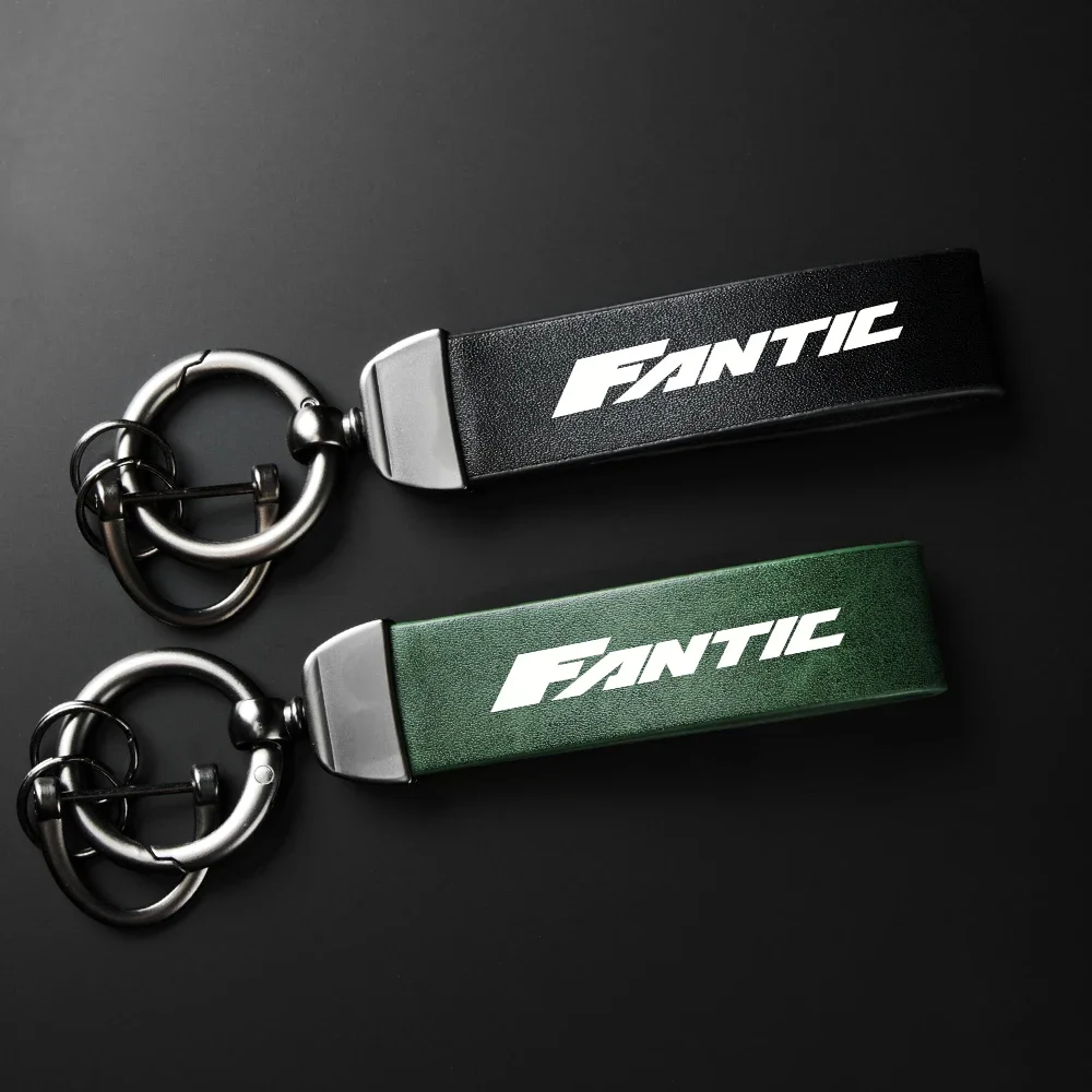 For FANTIC CABALLERO FLAT TRACK 125 250 500 Motorcycle Leather Keychain Horseshoe Buckle Jewelry Accessories