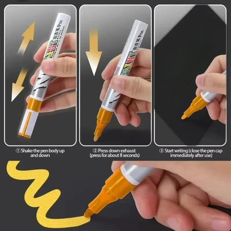 Waterproof Car Paint Scratch Repair Brush Pen Automotive Black White Silver Red - Tire Tread Care Water Marker Pen view 4