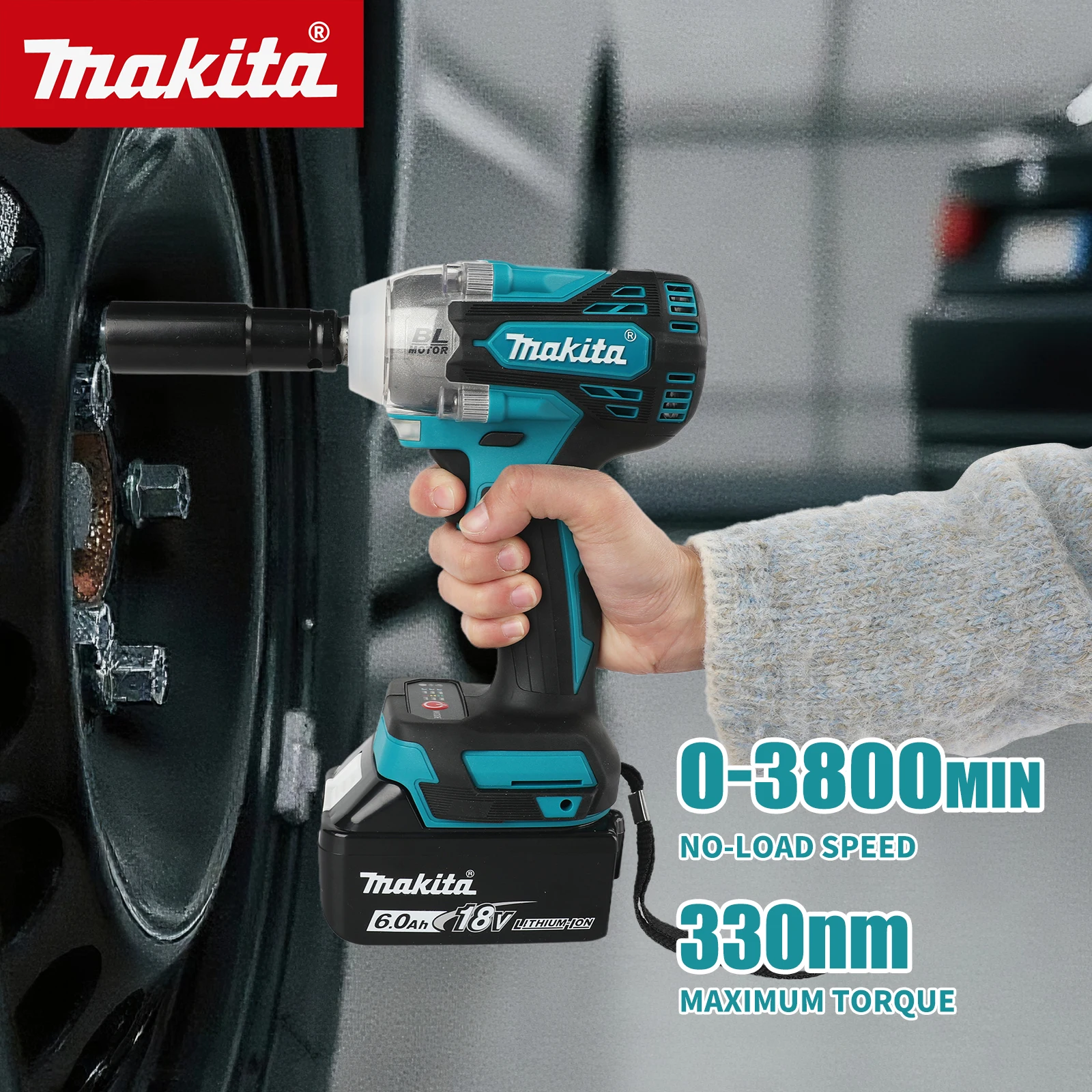 

Бесщеточный ударный гайковерт Makita DTW300 18В, 330 Нм, 0-3800 об/мин, 6.0 Ач, с вольфрамовым стальным валом для крепления болтов M10-M20