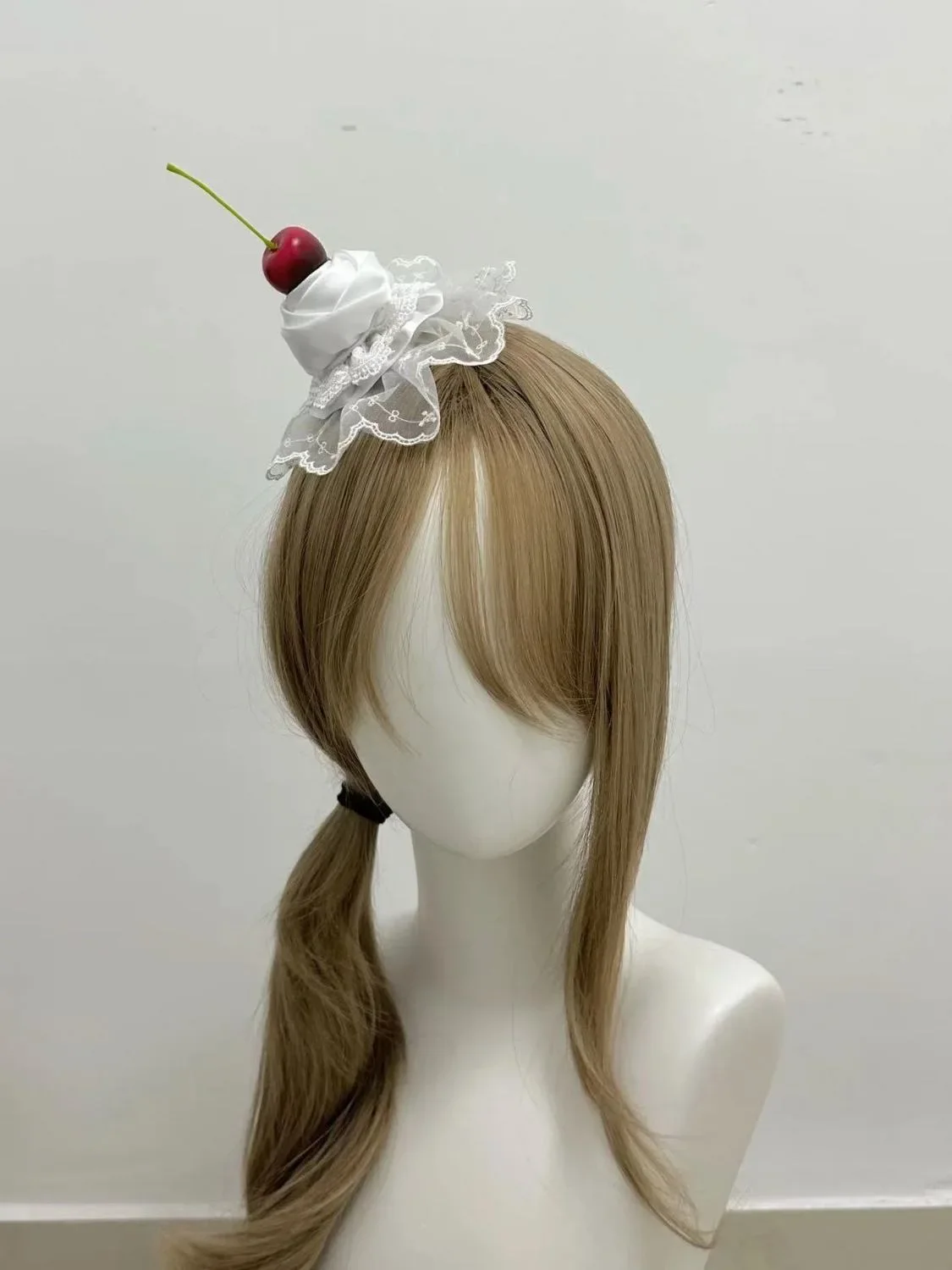 Lolita Fiocco in pizzo Nastro Fermaglio per capelli rosa ciliegia Forcine carine Copricapo Fascia Accessori per capelli Kawaii Donna Ragazza Ornamento per capelli