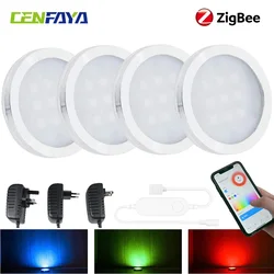 Tuya Zigbee Smart RGB LED Under Cabinet Closet Light Kitchen Counter Furniture Lamp Kit 12V fr SmartThing Google Assistant Alexa