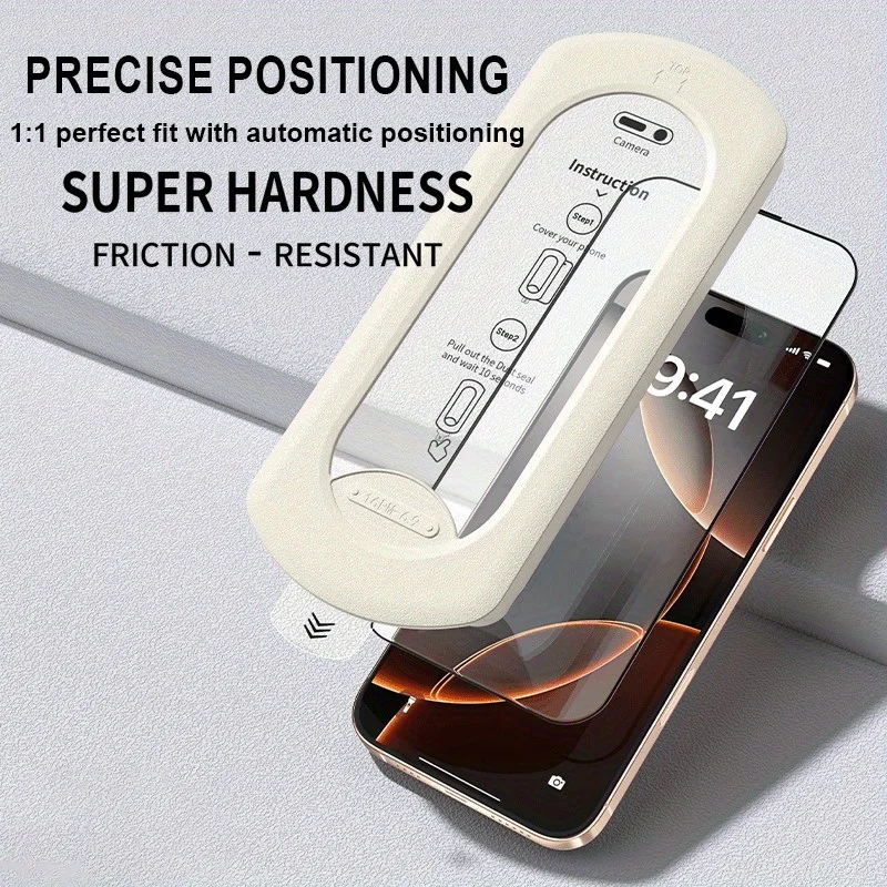 

For iPhone16 Promax Screen Protector Film 1413 HD Full Tempered Glass Protection for iPhone15 Plus Automatically install film