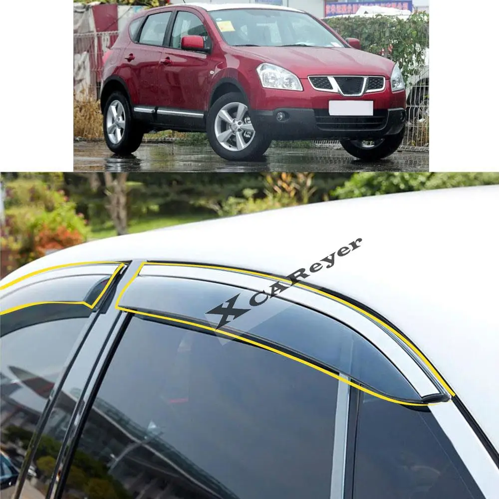 For Nissan Qashqai J10 2008 2009 2010 2011 2012 2013 2014 2015 Car Sticker Plastic Window Glass Wind Visor Rain/Sun Guard Vent