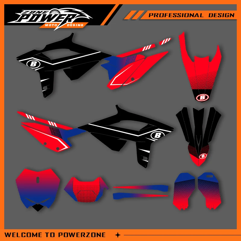 Powerzone For Beta RR 2020 2021 2022 RR 250 300 350 400 Motorcycle Graphics Racing Decals Deco Sticker Kits Number Name Custom