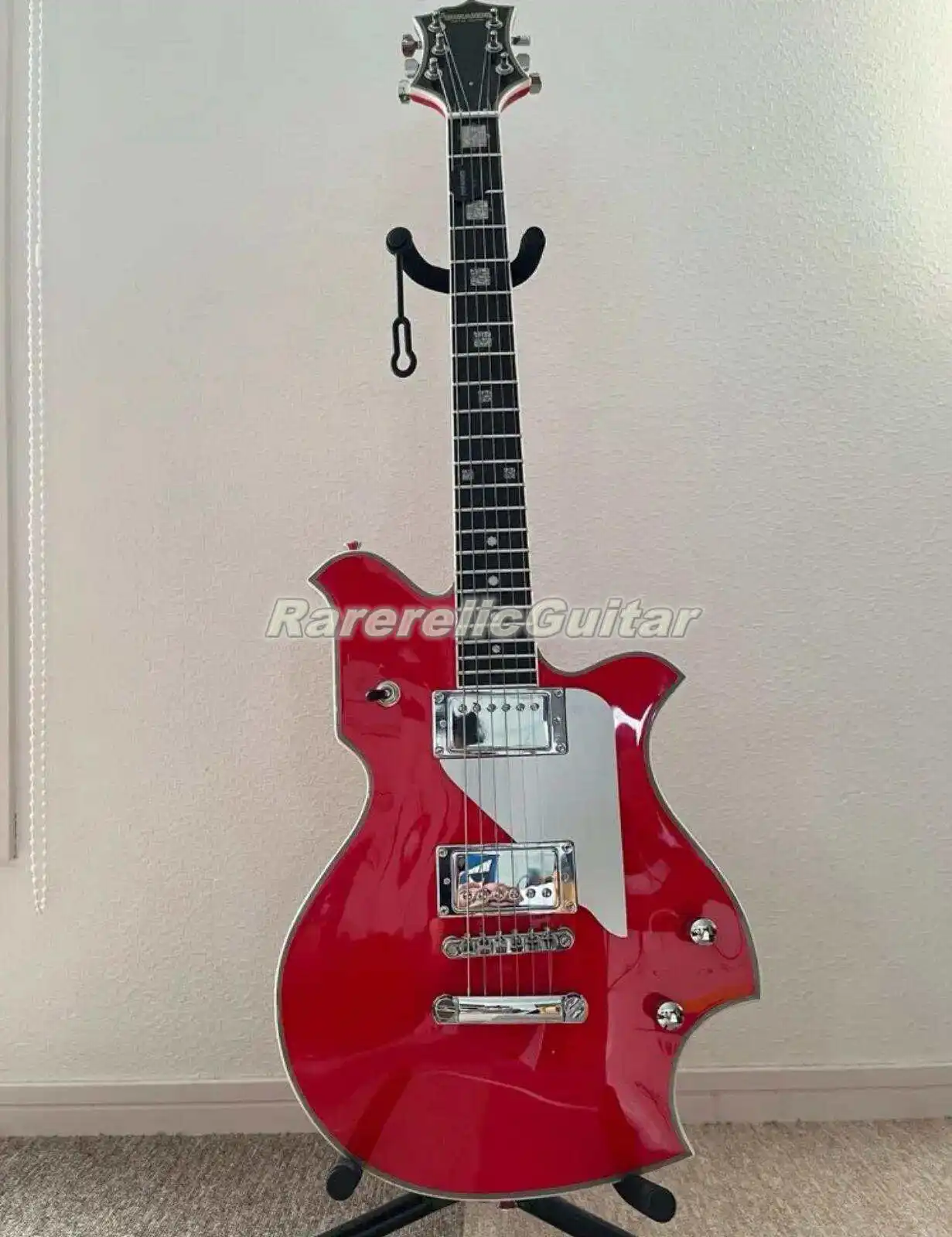 Fernan MV 480HT TOMOYASU HOTEI Red Electric Guitar Silver Pickguard Dual Body Binding Grover Tuners Chrome Hardware