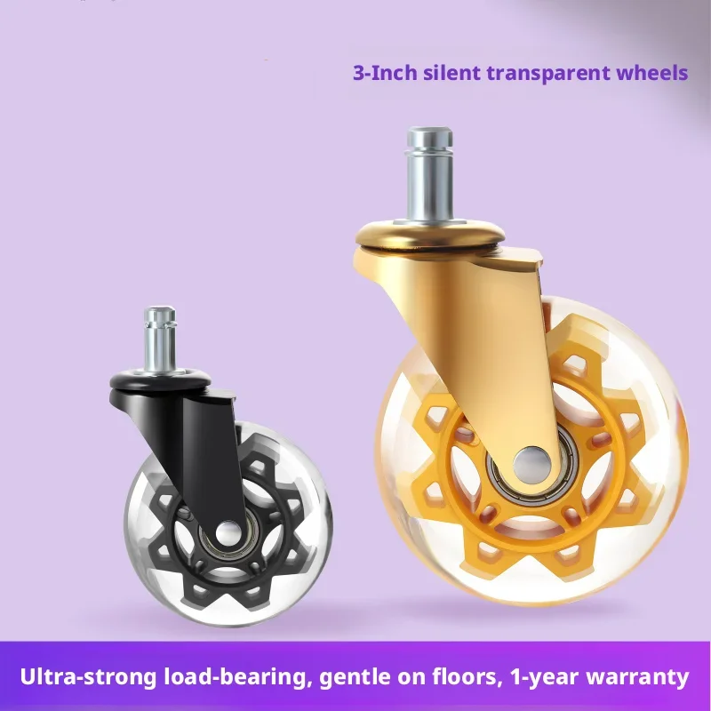 5 Pcs 3 Inch Transparent Chair Caster Roller