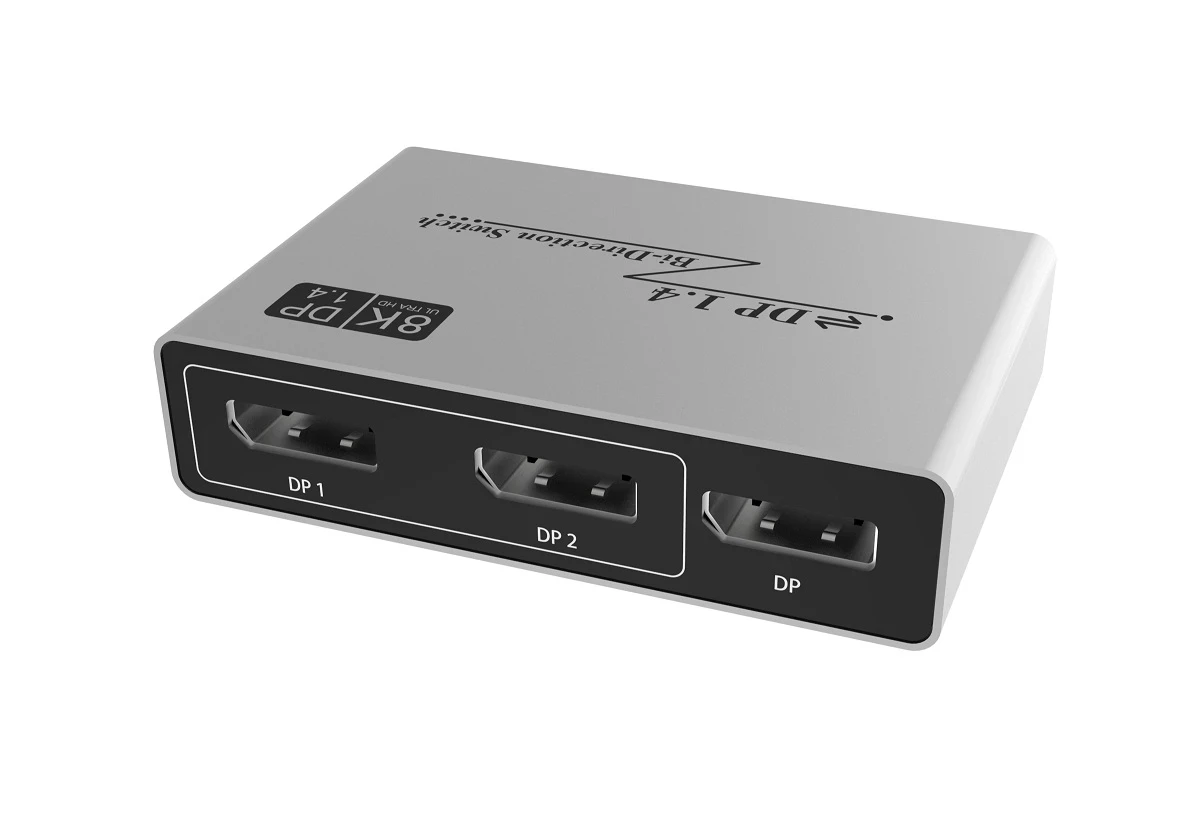 Przełącznik 1.4 Displayport 8K Displayport dwukierunkowy rozdzielacz Displayport KVM 2x1x2 Displayport 8K @ 30Hz,4K @ 120Hz