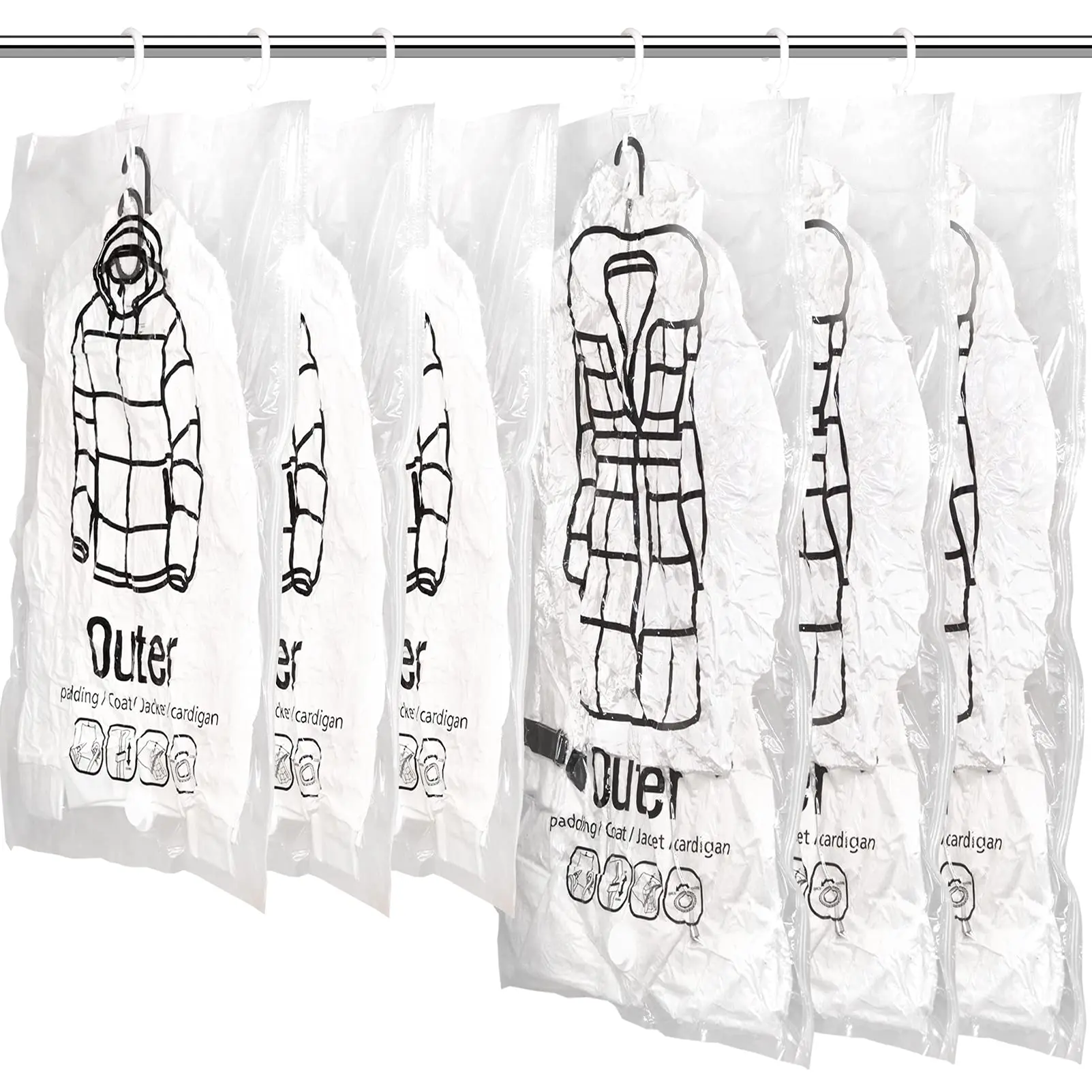 Hanging Vacuum Storage Bags, Hanging Space Saver Bags, Hanging Storage Bags for Clothes, Vacuum Sealed for Suits, Dress, Jacket