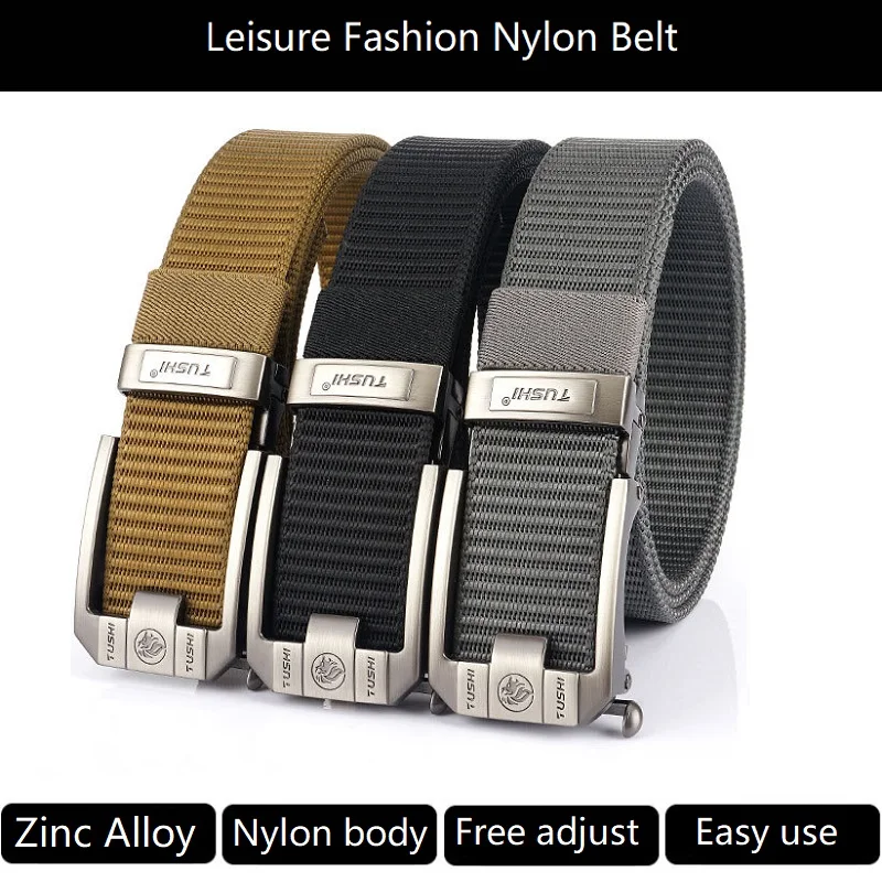 Men\'s Belt Leisure Belt Tactical Belt For Outdoor Hunting Fishing Alloy Buckle Male Waistband Quick Release Nylon Elastic