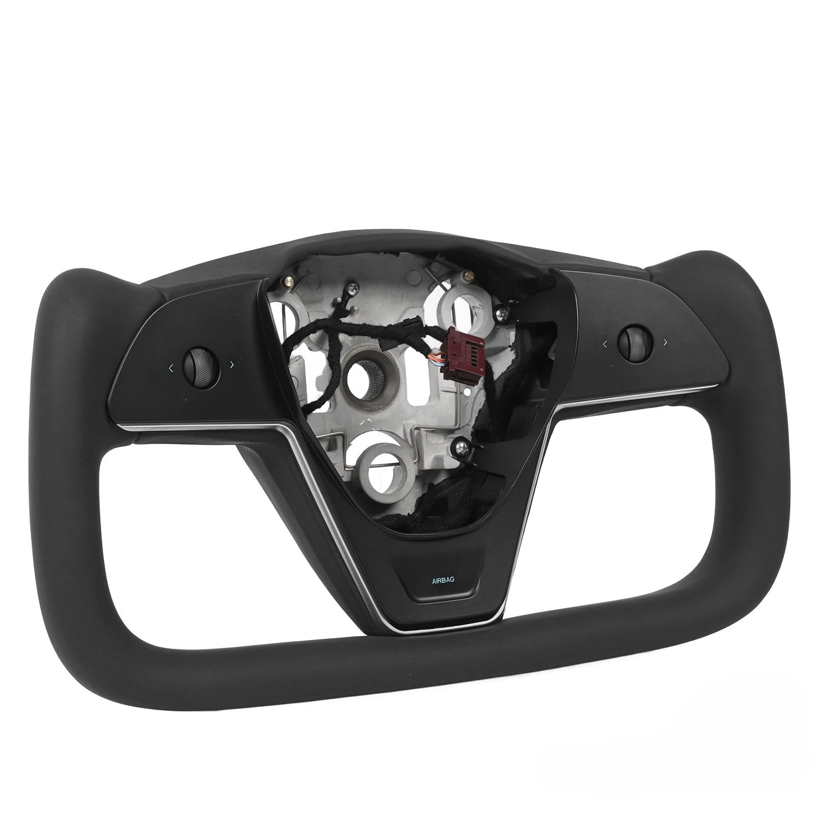 

For Fashion Custom Model X Yoke Plaid Leather Carbon Fiber Car Steering Wheel For Tesla