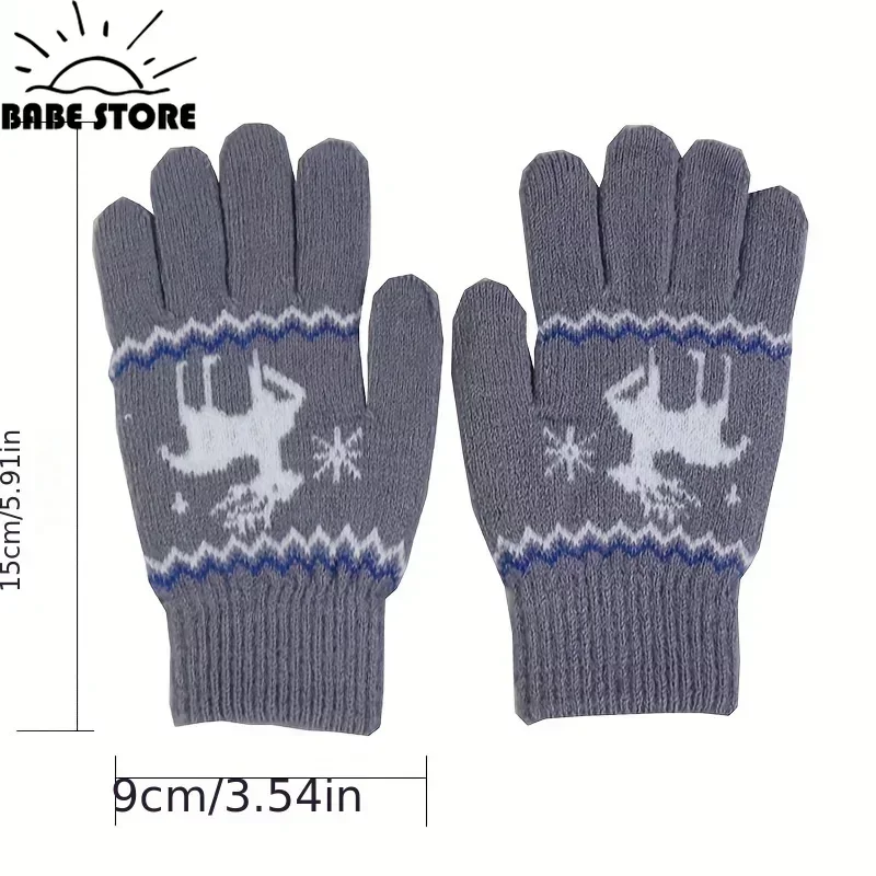 New Child Kids Baby Girls Boys Winter Knitted Gloves Xmas Cartoon Warm Mittens Toddlers Outdoor Cartoon  Cute Gloves5-12 Years