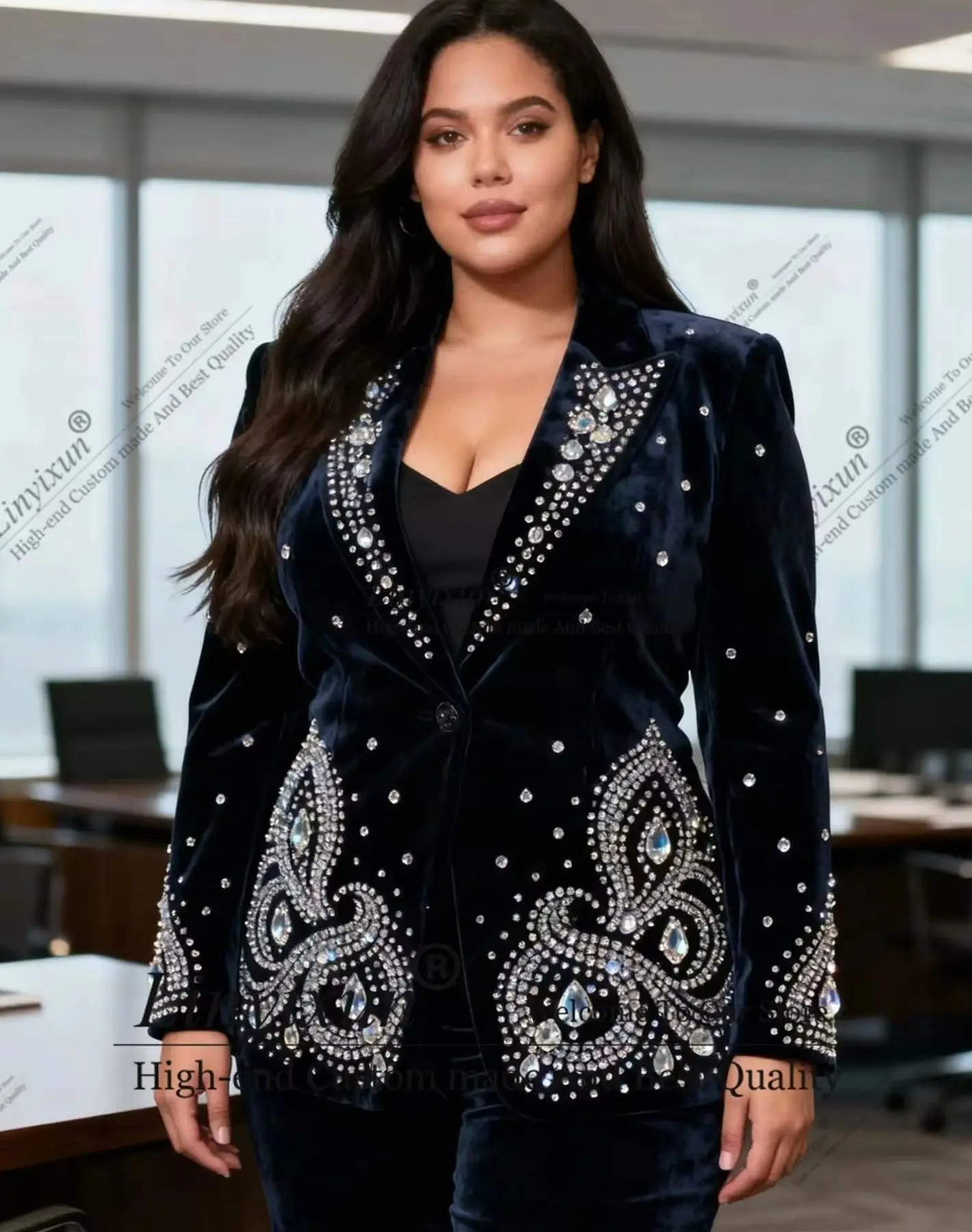 

Elegant Temperament Of Bride Dresses Customized Shiny Luxury Breasted Women Suits Banquet Party Tuxedo костюм женск